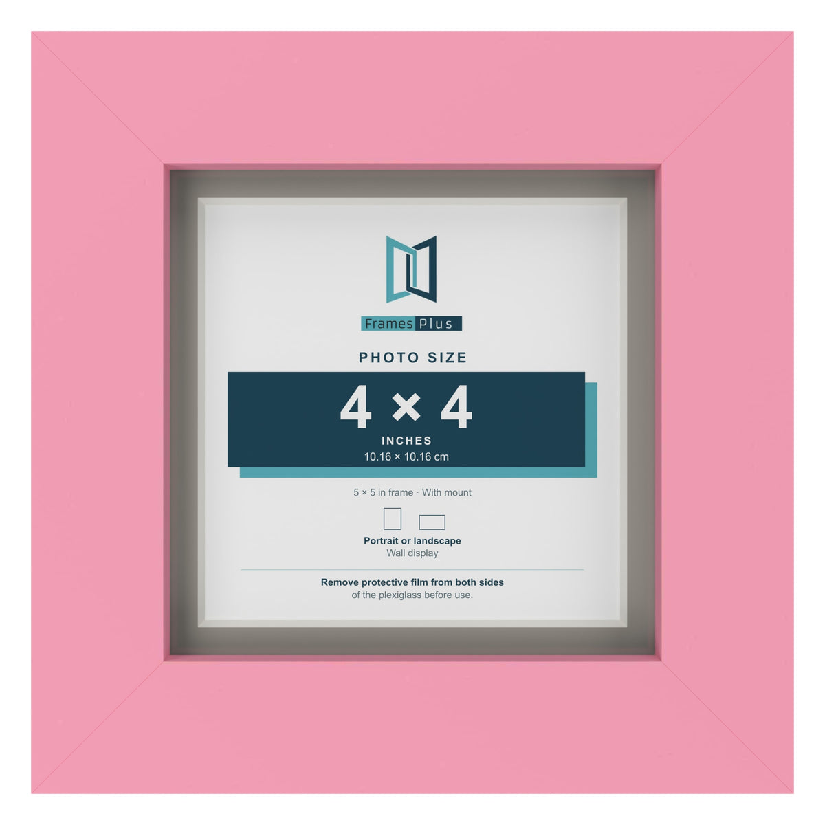 Baby Pink 5 x 5 inch picture frame with a Dawn Grey mount for a 4 x 4 inch photo