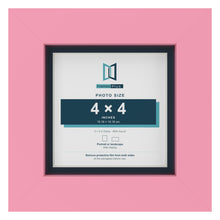 Baby Pink 5 x 5 inch picture frame with a Pacific Blue mount for a 4 x 4 inch photo