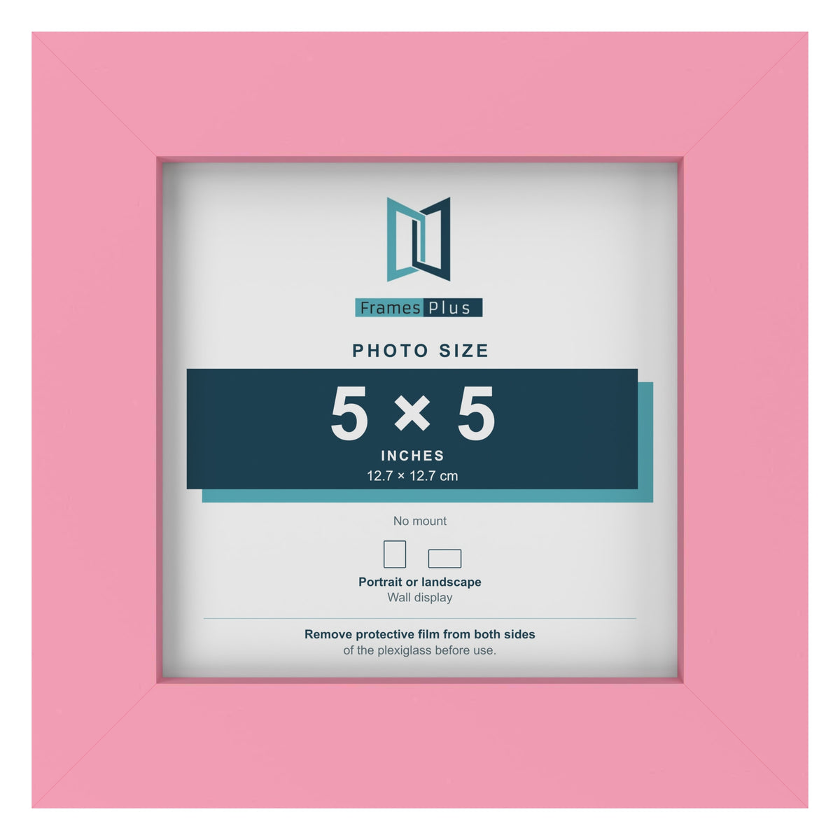 Baby Pink picture frame for a 5 x 5 inch photo