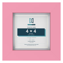 Baby Pink 5 x 5 inch picture frame with a white mount for a 4 x 4 inch photo