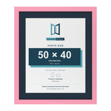 Baby Pink 60 x 50 cm picture frame with a Pacific Blue mount for a 50 x 40 cm photo
