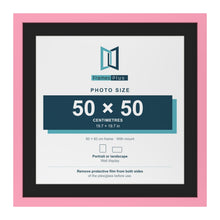 Baby Pink 60 x 60 cm picture frame with a black mount for a 50 x 50 cm photo