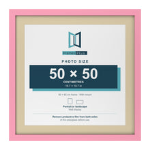 Baby Pink 60 x 60 cm picture frame with an ivory mount for a 50 x 50 cm photo