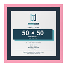 Baby Pink 60 x 60 cm picture frame with a Pacific Blue mount for a 50 x 50 cm photo