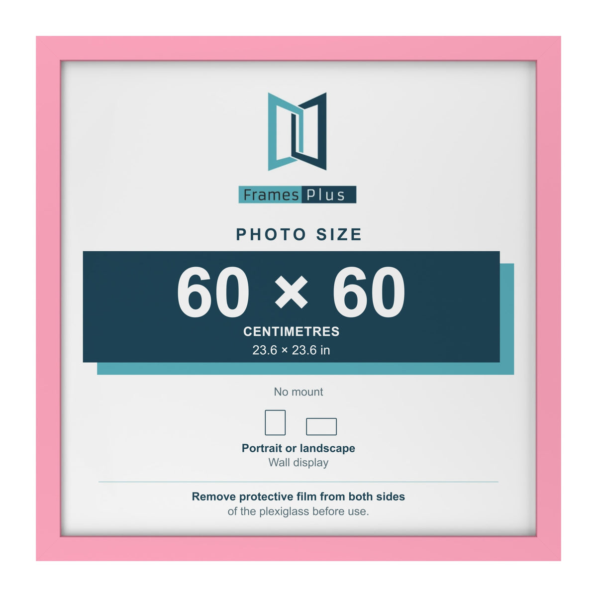 Baby Pink picture frame for a 60 x 60 cm photo