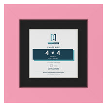 Baby Pink 6 x 6 inch picture frame with a black mount for a 4 x 4 inch photo