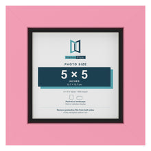 Baby Pink 6 x 6 inch picture frame with a black mount for a 5 x 5 inch photo