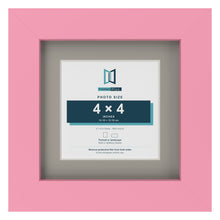 Baby Pink 6 x 6 inch picture frame with a Dawn Grey mount for a 4 x 4 inch photo
