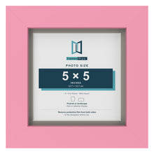 Baby Pink 6 x 6 inch picture frame with a Dawn Grey mount for a 5 x 5 inch photo