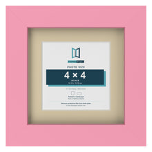 Baby Pink 6 x 6 inch picture frame with an ivory mount for a 4 x 4 inch photo