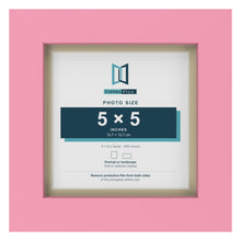 Baby Pink 6 x 6 inch picture frame with an ivory mount for a 5 x 5 inch photo
