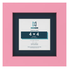 Baby Pink 6 x 6 inch picture frame with a Pacific Blue mount for a 4 x 4 inch photo