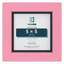 Baby Pink 6 x 6 inch picture frame with a Pacific Blue mount for a 5 x 5 inch photo