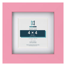 Baby Pink 6 x 6 inch picture frame with a white mount for a 4 x 4 inch photo