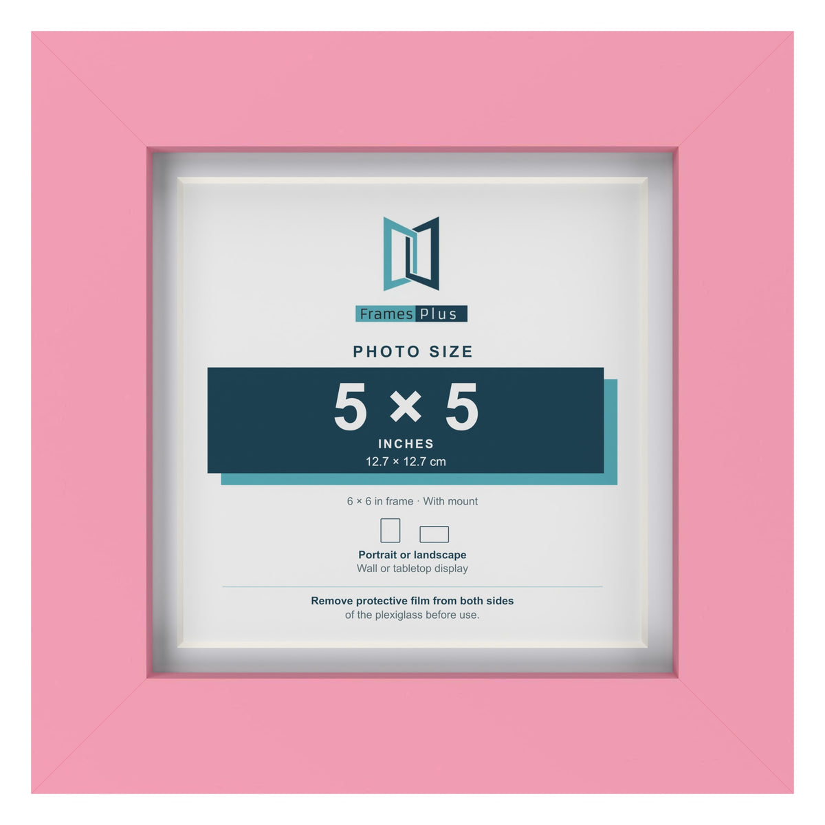 Baby Pink 6 x 6 inch picture frame with a white mount for a 5 x 5 inch photo