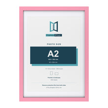 Baby Pink 70 x 50 cm picture frame with a white mount for an A2 photo