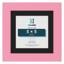Baby Pink 7 x 7 inch picture frame with a black mount for a 5 x 5 inch photo