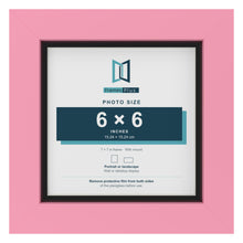 Baby Pink 7 x 7 inch picture frame with a black mount for a 6 x 6 inch photo