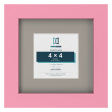 Baby Pink 7 x 7 inch picture frame with a Dawn Grey mount for a 4 x 4 inch photo