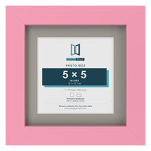 Baby Pink 7 x 7 inch picture frame with a Dawn Grey mount for a 5 x 5 inch photo
