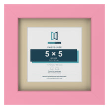 Baby Pink 7 x 7 inch picture frame with an ivory mount for a 5 x 5 inch photo