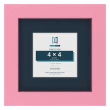 Baby Pink 7 x 7 inch picture frame with a Pacific Blue mount for a 4 x 4 inch photo