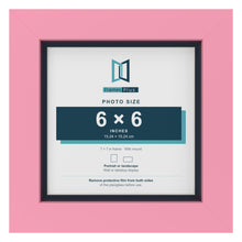 Baby Pink 7 x 7 inch picture frame with a Pacific Blue mount for a 6 x 6 inch photo