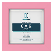 Baby Pink 7 x 7 inch picture frame with a white mount for a 6 x 6 inch photo