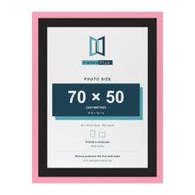Baby Pink 80 x 60 cm picture frame with a black mount for a 70 x 50 cm photo