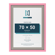Baby Pink 80 x 60 cm picture frame with a Dawn Grey mount for a 70 x 50 cm photo