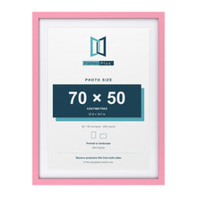 Baby Pink 80 x 60 cm picture frame with a white mount for a 70 x 50 cm photo