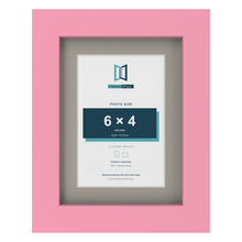 Baby Pink 8 x 6 inch picture frame with a Dawn Grey mount for a 6 x 4 inch photo