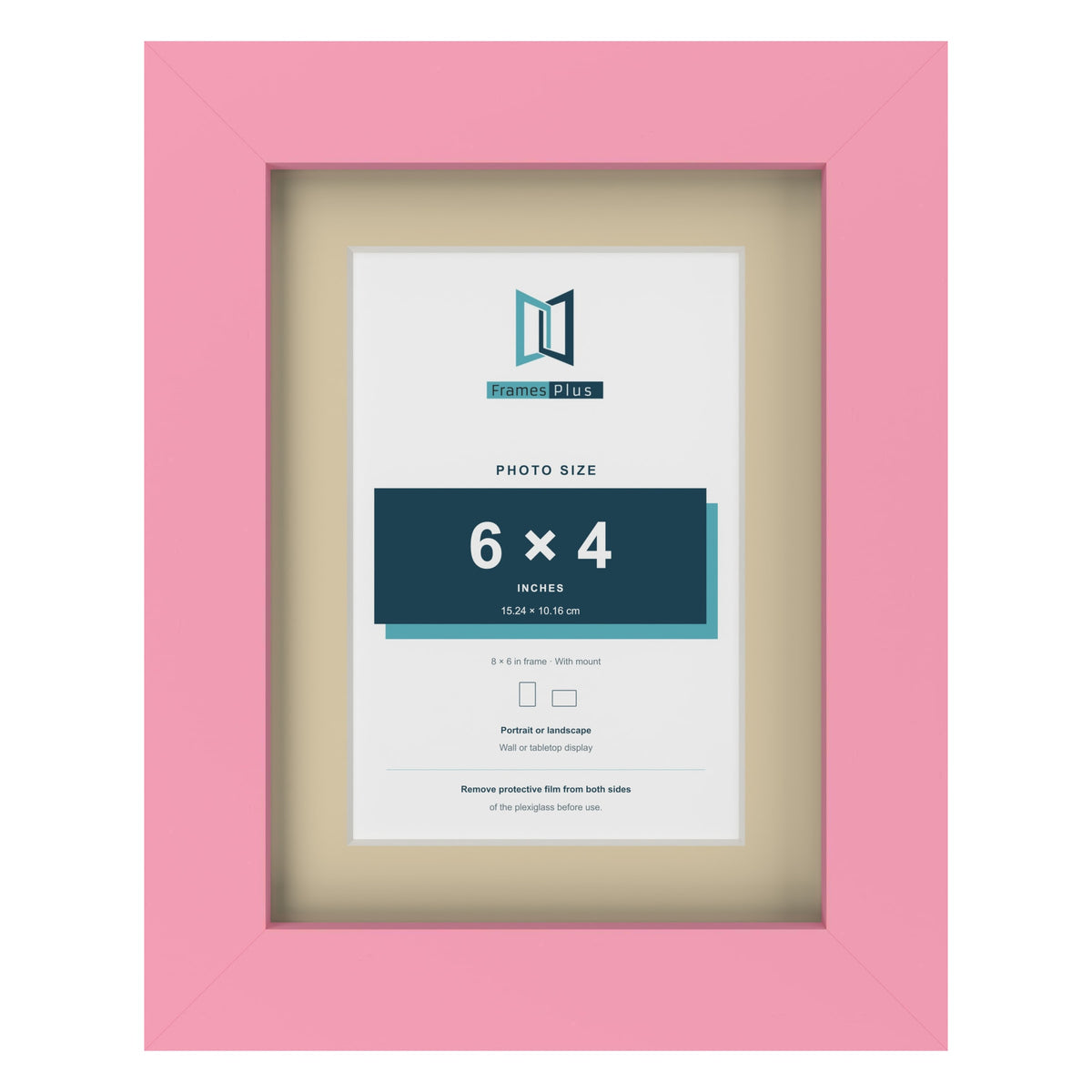 Baby Pink 8 x 6 inch picture frame with an ivory mount for a 6 x 4 inch photo