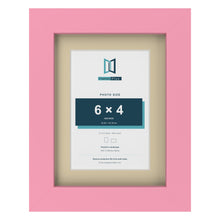 Baby Pink 8 x 6 inch picture frame with an ivory mount for a 6 x 4 inch photo
