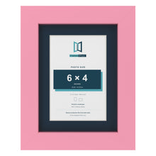Baby Pink 8 x 6 inch picture frame with a Pacific Blue mount for a 6 x 4 inch photo