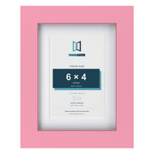 Baby Pink 8 x 6 inch picture frame with a white mount for a 6 x 4 inch photo