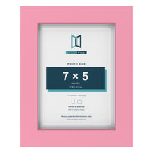 Baby Pink 8 x 6 inch picture frame with a white mount for a 7 x 5 inch photo