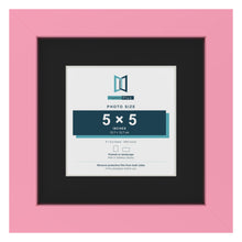 Baby Pink 8 x 8 inch picture frame with a black mount for a 5 x 5 inch photo