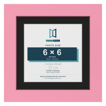 Baby Pink 8 x 8 inch picture frame with a black mount for a 6 x 6 inch photo