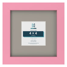 Baby Pink 8 x 8 inch picture frame with a Dawn Grey mount for a 4 x 4 inch photo