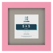 Baby Pink 8 x 8 inch picture frame with a Dawn Grey mount for a 5 x 5 inch photo