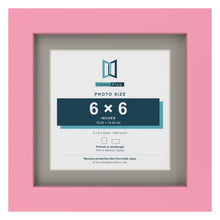 Baby Pink 8 x 8 inch picture frame with a Dawn Grey mount for a 6 x 6 inch photo