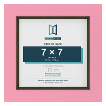 Baby Pink 8 x 8 inch picture frame with a green mount for a 7 x 7 inch photo