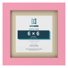 Baby Pink 8 x 8 inch picture frame with an ivory mount for a 6 x 6 inch photo