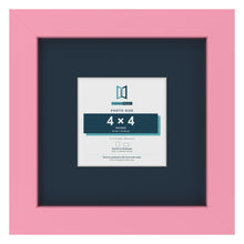 Baby Pink 8 x 8 inch picture frame with a Pacific Blue mount for a 4 x 4 inch photo
