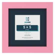 Baby Pink 8 x 8 inch picture frame with a Pacific Blue mount for a 5 x 5 inch photo