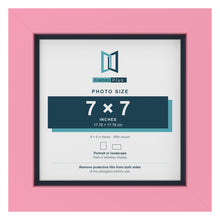 Baby Pink 8 x 8 inch picture frame with a Pacific Blue mount for a 7 x 7 inch photo