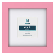 Baby Pink 8 x 8 inch picture frame with a white mount for a 4 x 4 inch photo