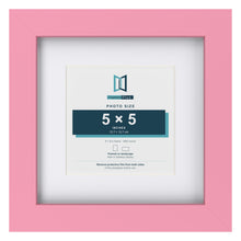 Baby Pink 8 x 8 inch picture frame with a white mount for a 5 x 5 inch photo