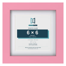 Baby Pink 8 x 8 inch picture frame with a white mount for a 6 x 6 inch photo